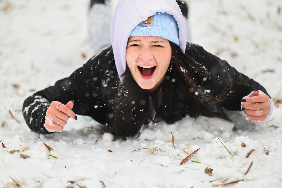 Students play in the snow Friday, Jan. 10, 2025.