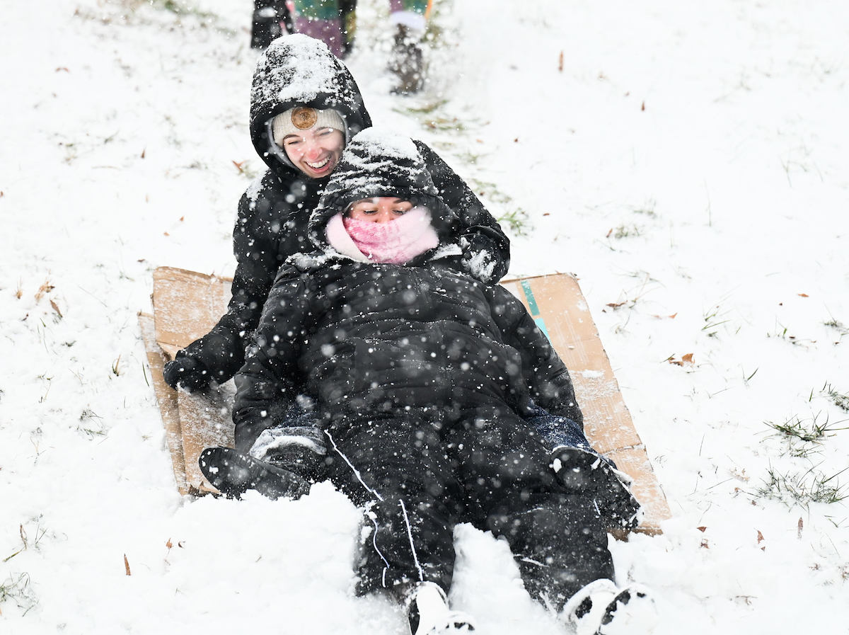 Students play in the snow Friday, Jan. 10, 2025.