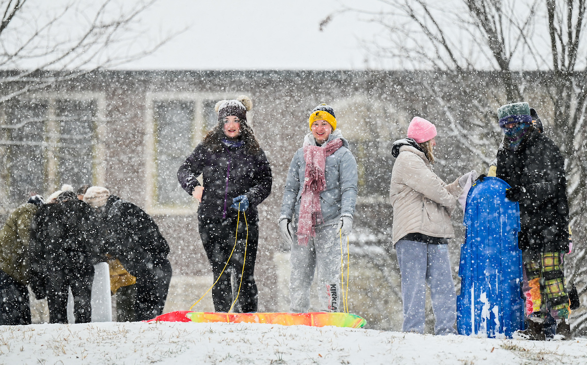 Students play in the snow Friday, Jan. 10, 2025.