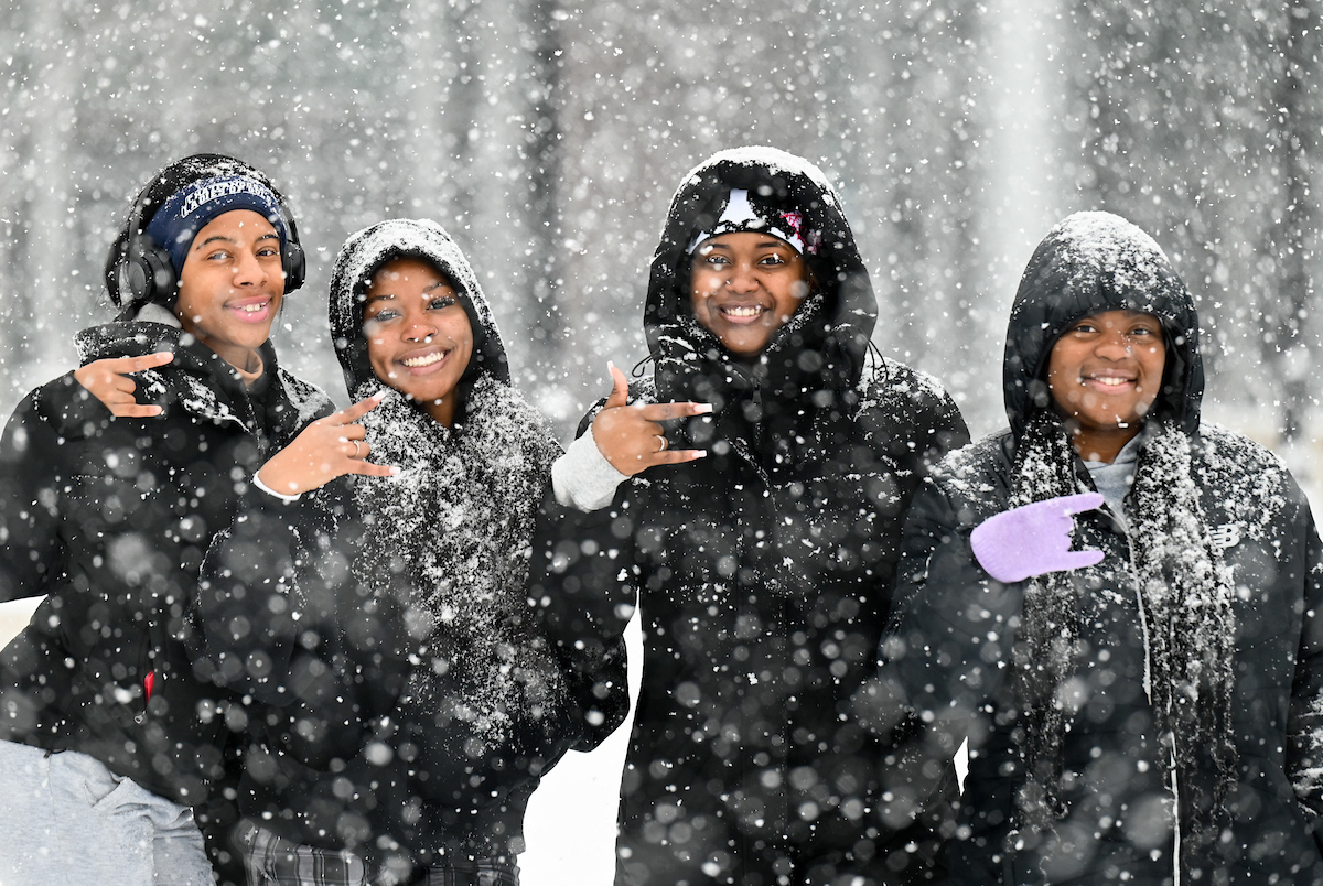 Students play in the snow Friday, Jan. 10, 2025.