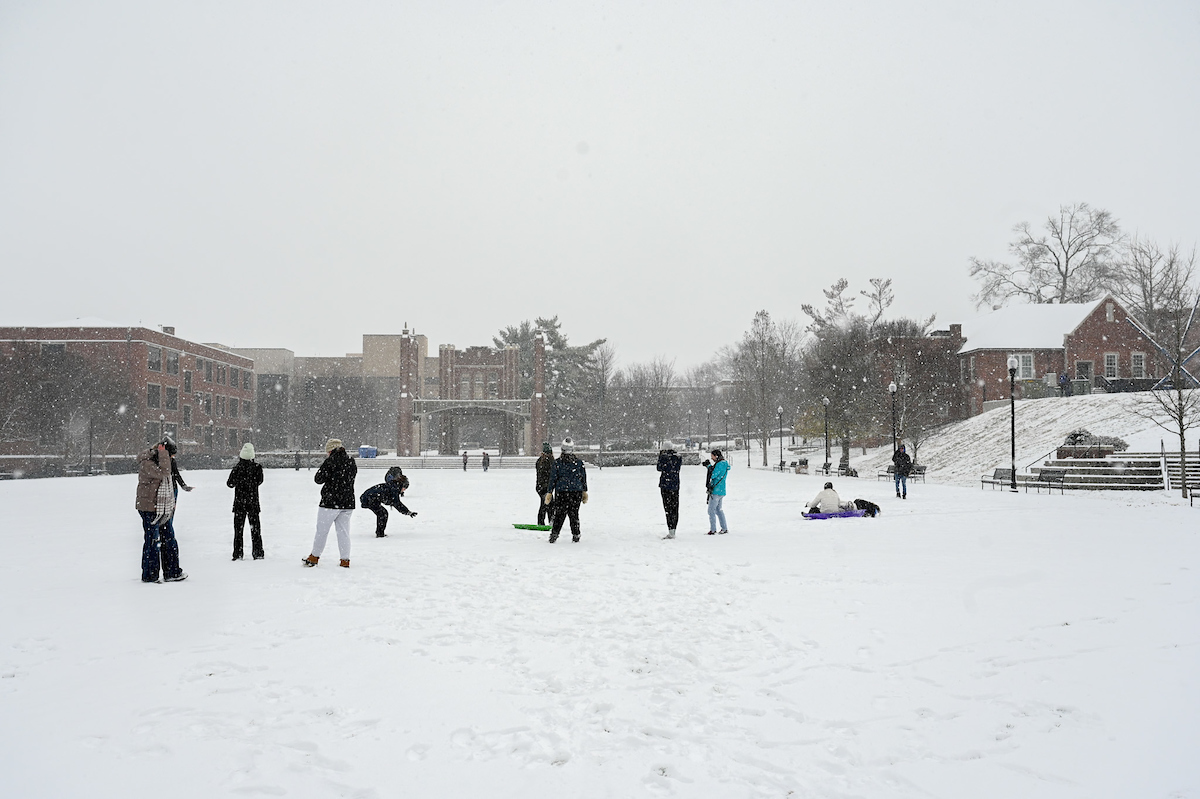 Students play in the snow Friday, Jan. 10, 2025.