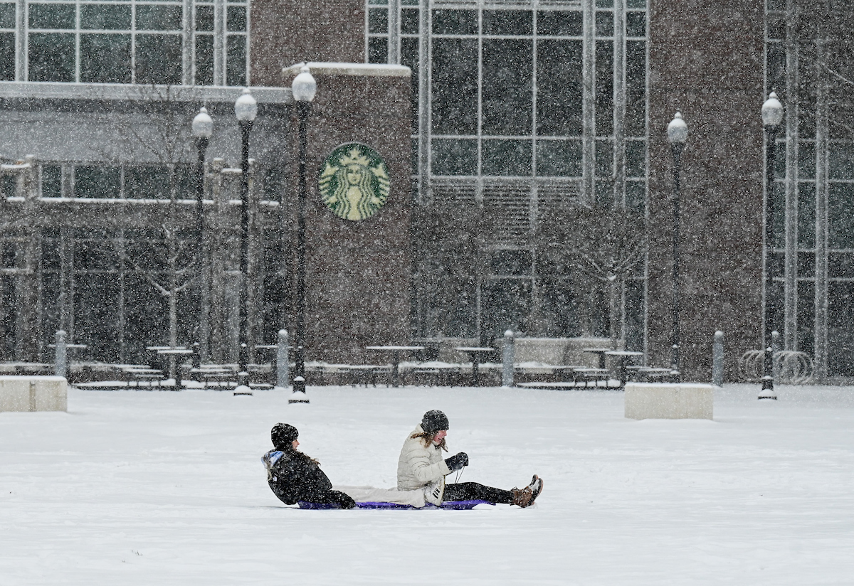 Students play in the snow Friday, Jan. 10, 2025.