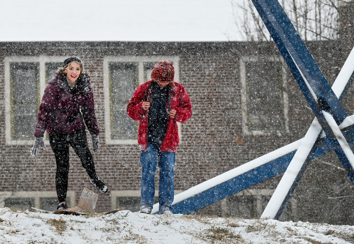 Students play in the snow Friday, Jan. 10, 2025.