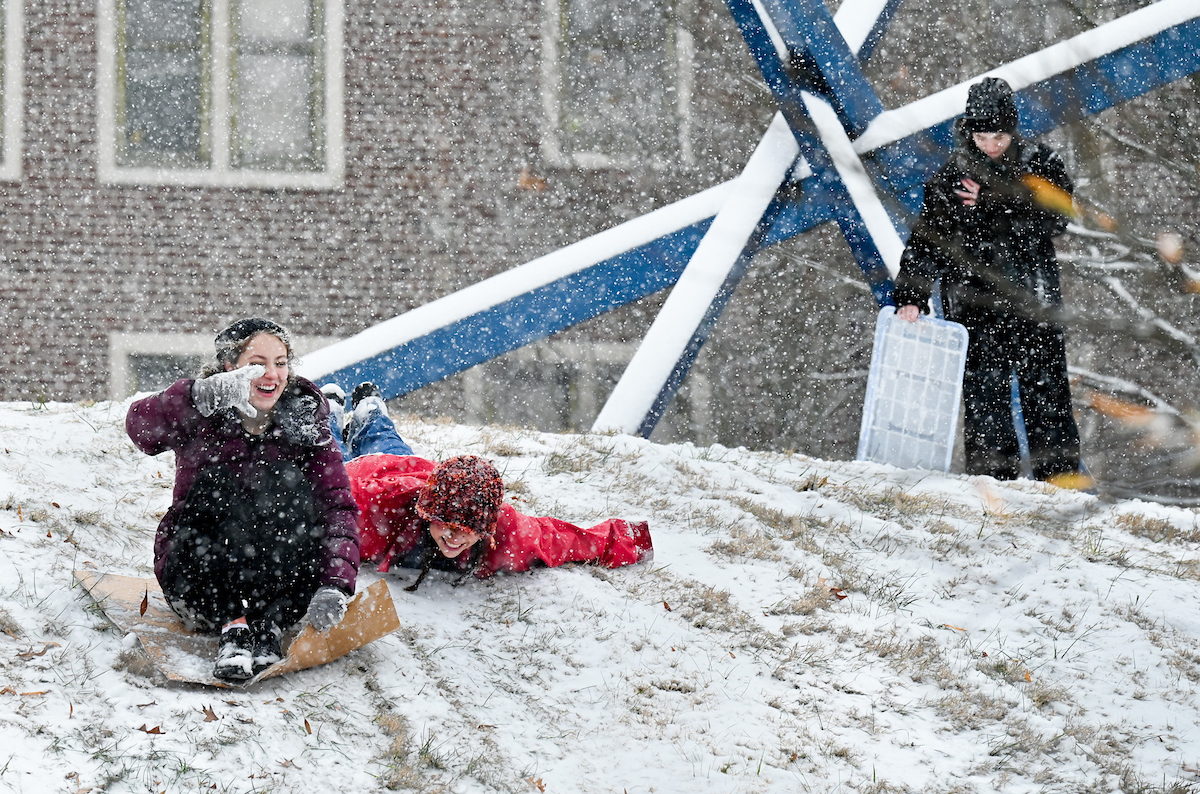 Students play in the snow Friday, Jan. 10, 2025.
