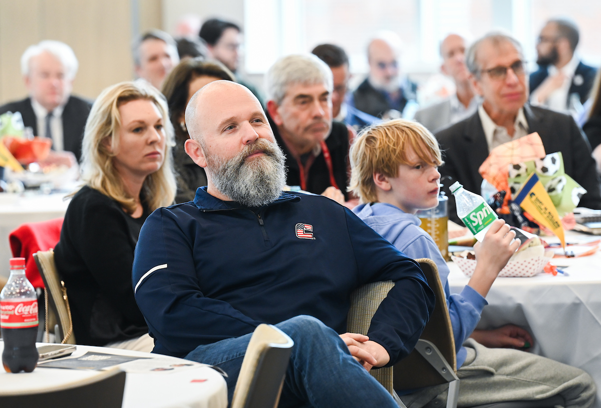 UT System President Randy Boyd, Jay Green and Brad Humphreys participate Thursday, Feb. 6, 2025 in a panel discussion about the economics of sports.