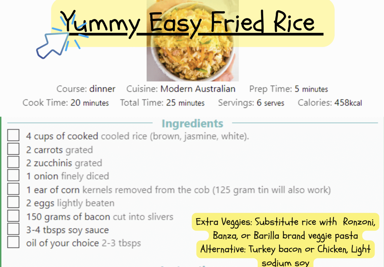 A recipe included in "Cooking Adventure for Little Foodies."