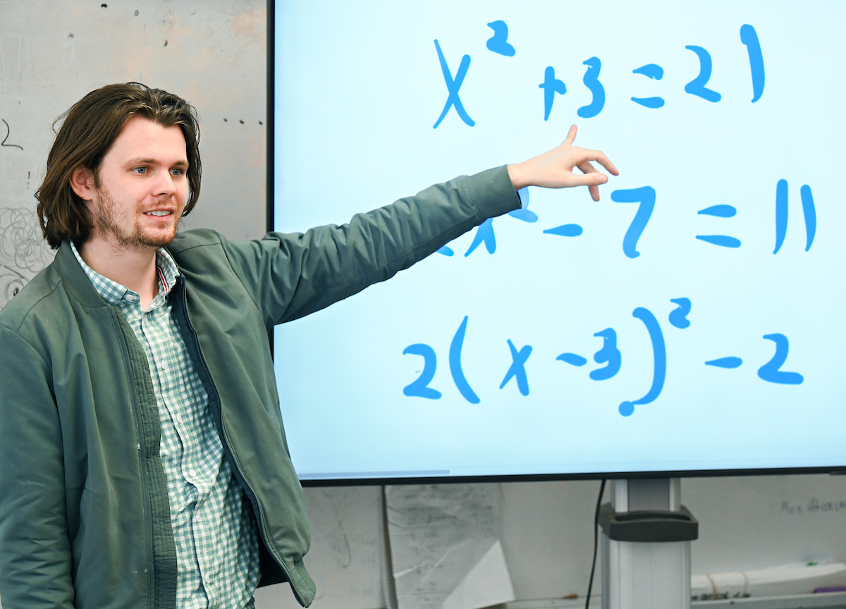 Andrew Calkins is pursuing a master's degree in education thanks to the Noyce Fellowship program. Photo by Angela Foster.