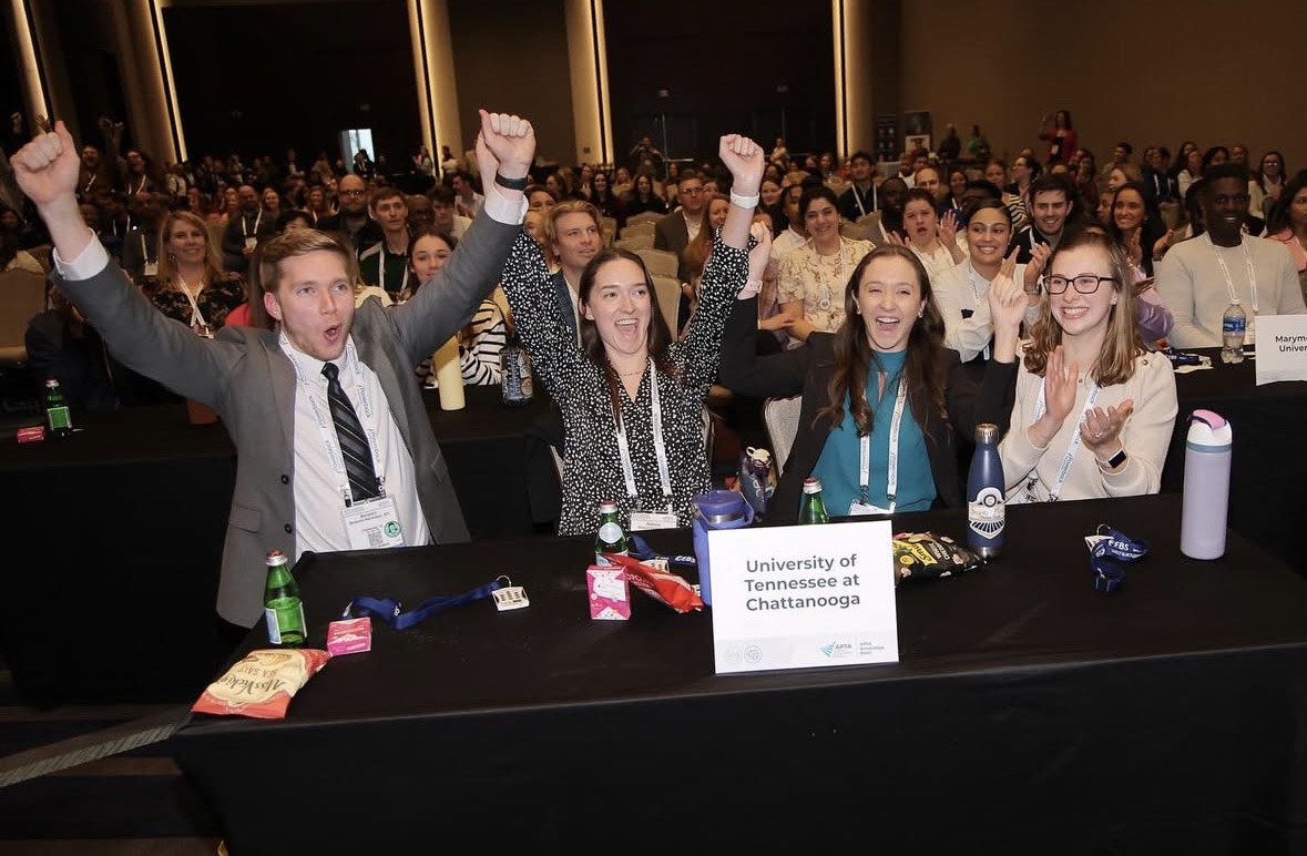 UTC third-year DPT students Jaimin Rasmussen, Rebecca Sullivan, Candace Ricketts and Lauren Clark took home top honors in the 2025 American Physical Therapy Association Knowledge Bowl. Photo courtesy of Dr. Nancy Fell. 