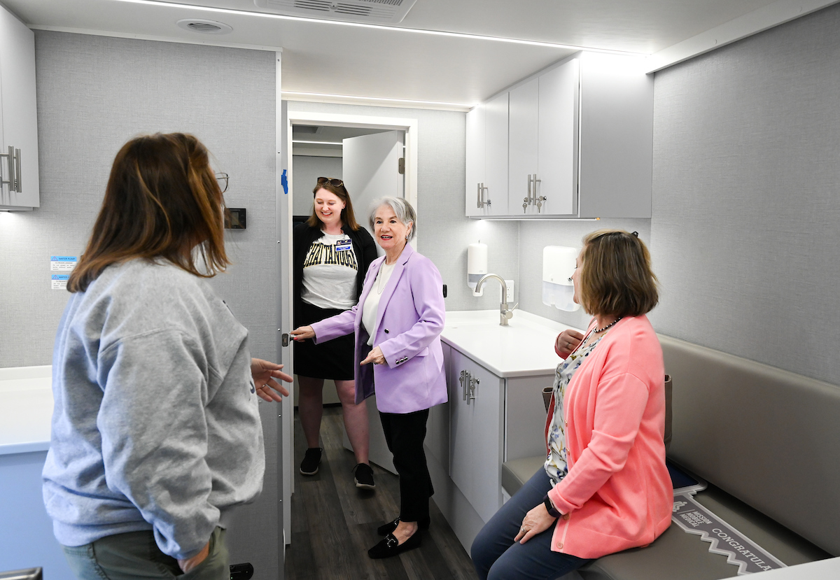 Faculty, staff and students check out the Mobile Moc van on Thursday, Mar. 13, 2025. The van will provide medical care to rural areas.