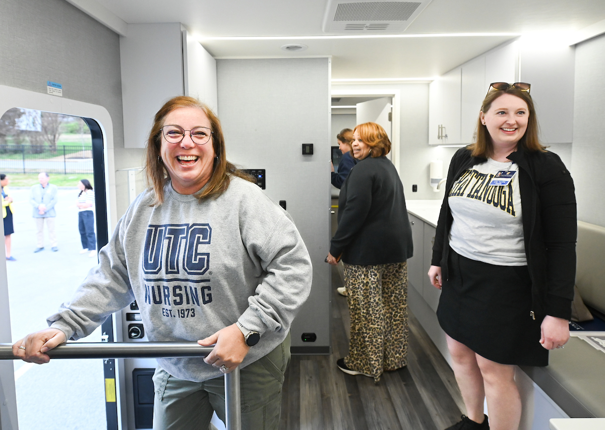 Faculty, staff and students check out the Mobile Moc van on Thursday, Mar. 13, 2025. The van will provide medical care to rural areas.