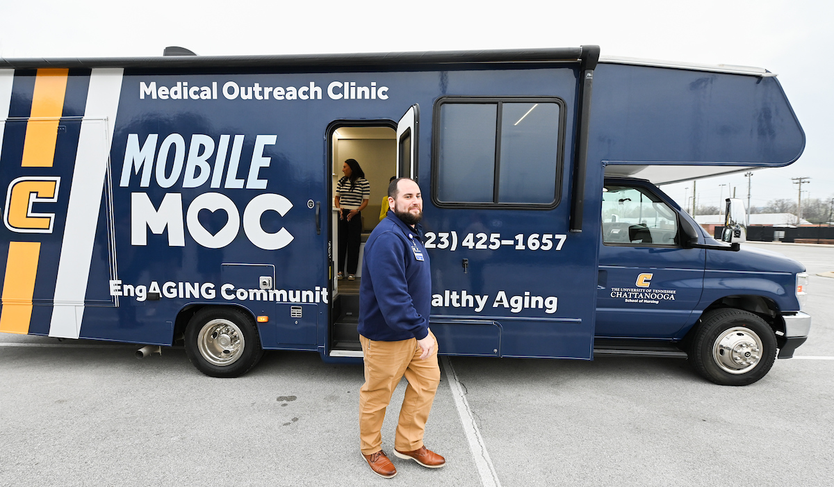 Faculty, staff and students check out the Mobile Moc van on Thursday, Mar. 13, 2025. The van will provide medical care to rural areas.