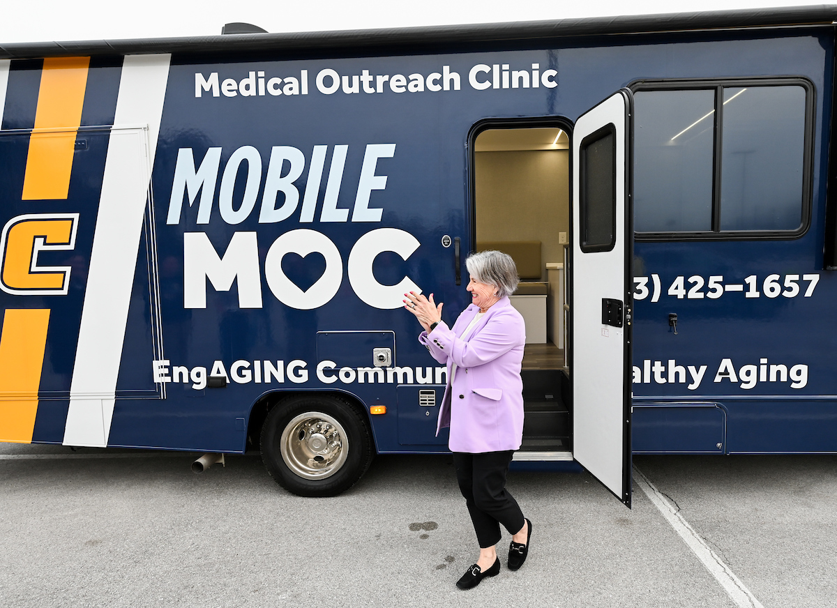 Faculty, staff and students check out the Mobile Moc van on Thursday, Mar. 13, 2025. The van will provide medical care to rural areas.