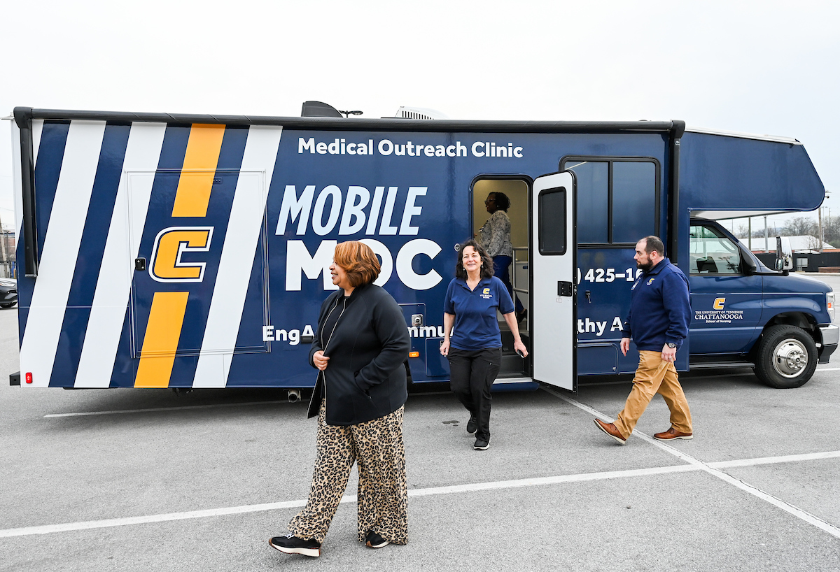 Faculty, staff and students check out the Mobile Moc van on Thursday, Mar. 13, 2025. The van will provide medical care to rural areas.