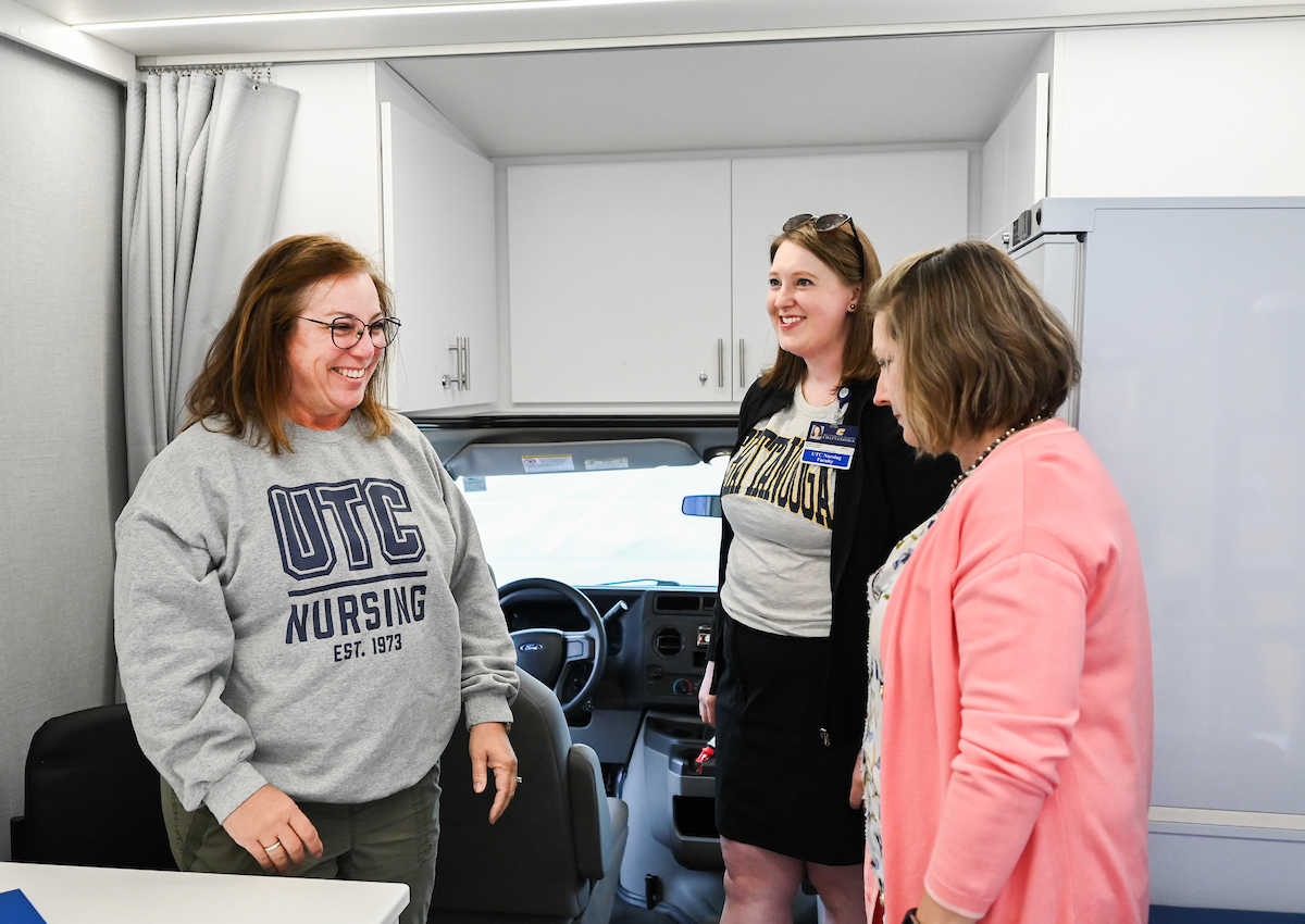 Faculty, staff and students check out the Mobile Moc van on Thursday, Mar. 13, 2025. The van will provide medical care to rural areas.