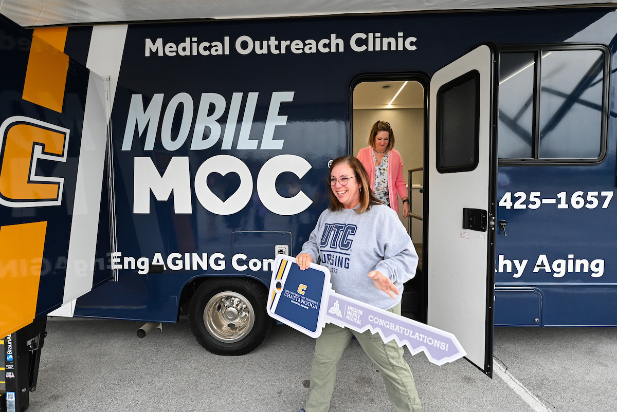 Faculty, staff and students check out the Mobile Moc van on Thursday, Mar. 13, 2025. The van will provide medical care to rural areas.