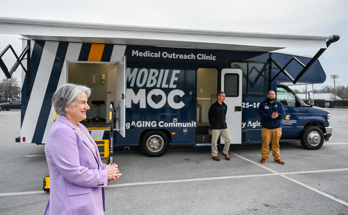 Faculty, staff and students check out the Mobile Moc van on Thursday, Mar. 13, 2025. The van will provide medical care to rural areas.