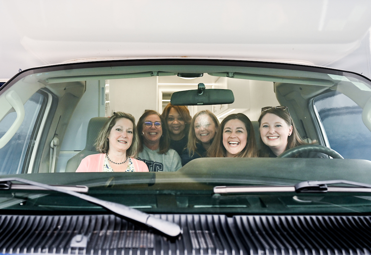 Faculty, staff and students check out the Mobile Moc van on Thursday, Mar. 13, 2025. The van will provide medical care to rural areas.