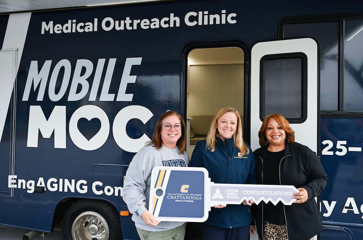 Faculty, staff and students check out the Mobile Moc van on Thursday, Mar. 13, 2025. The van will provide medical care to rural areas.