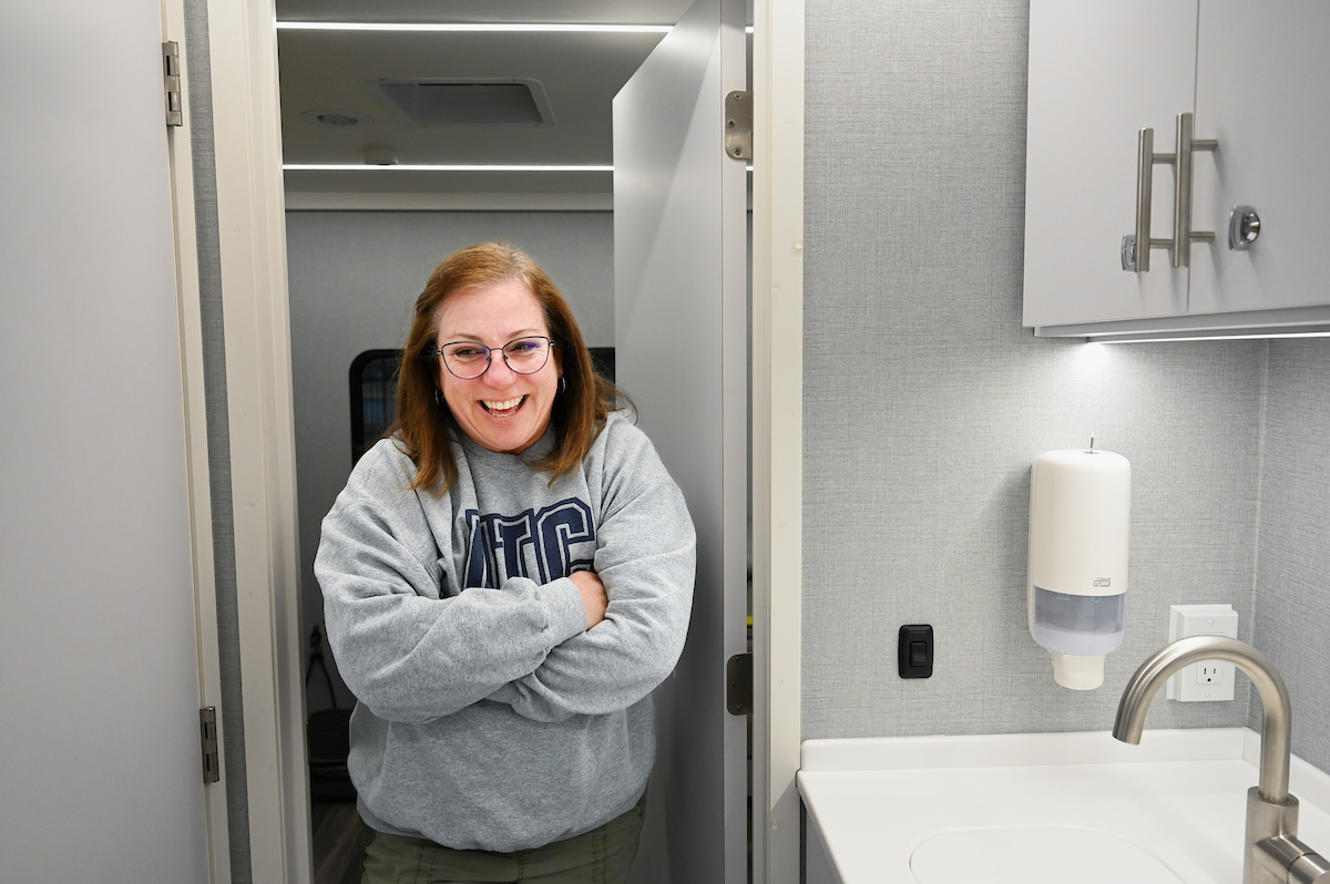 Faculty, staff and students check out the Mobile Moc van on Thursday, Mar. 13, 2025. The van will provide medical care to rural areas.