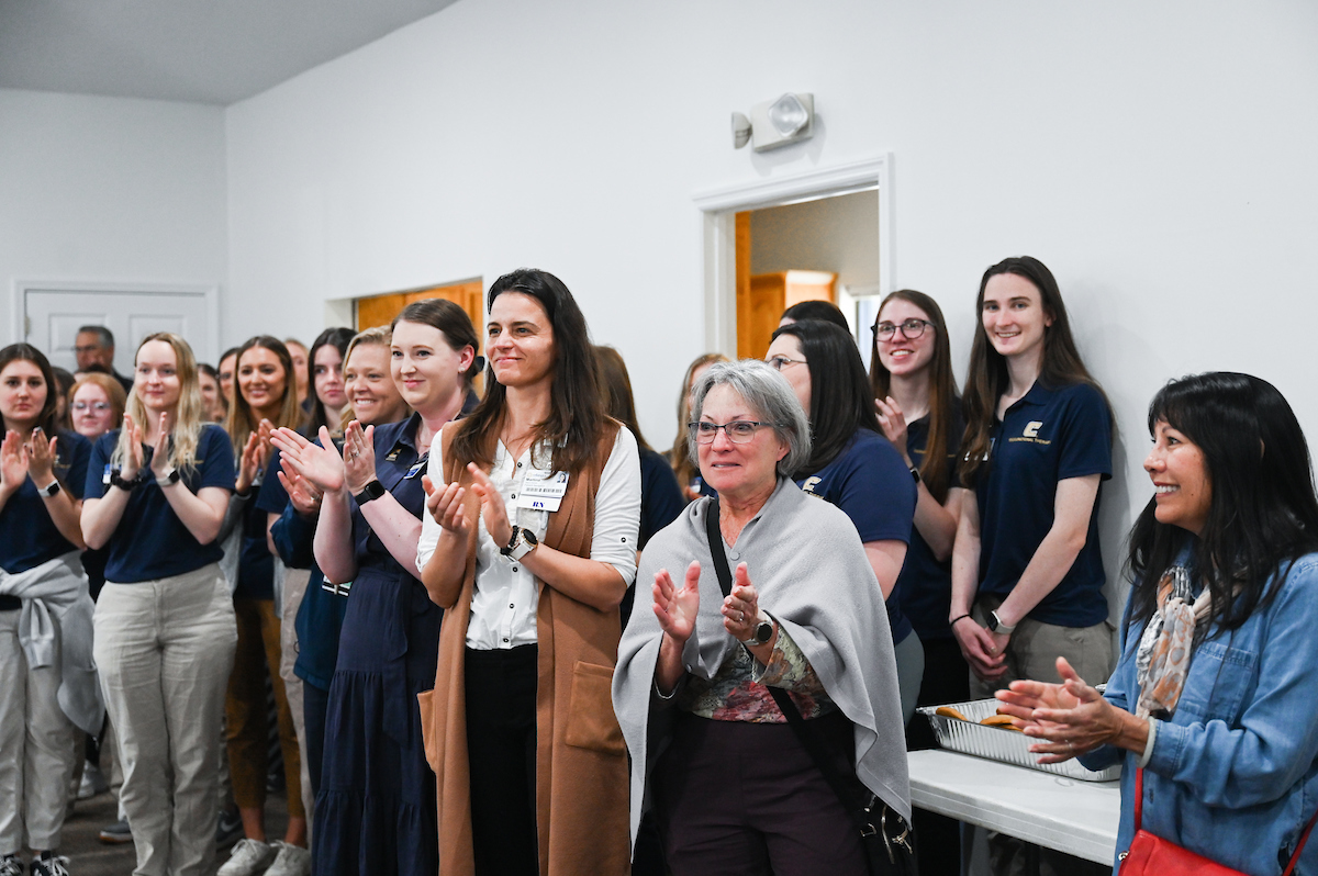 UTC faculty, staff and students, along with elected officials, attend the ribbon cutting for the Mobile Moc clinic Tuesday, Mar. 25, 2025 at the Rhea County Welcome Center.