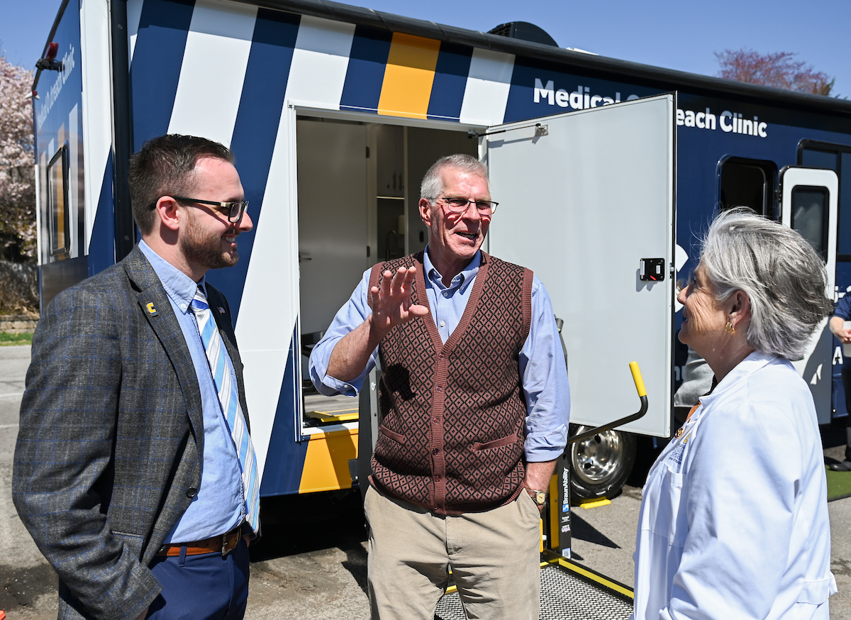 UTC faculty, staff and students, along with elected officials, attend the ribbon cutting for the Mobile Moc clinic Tuesday, Mar. 25, 2025 at the Rhea County Welcome Center.