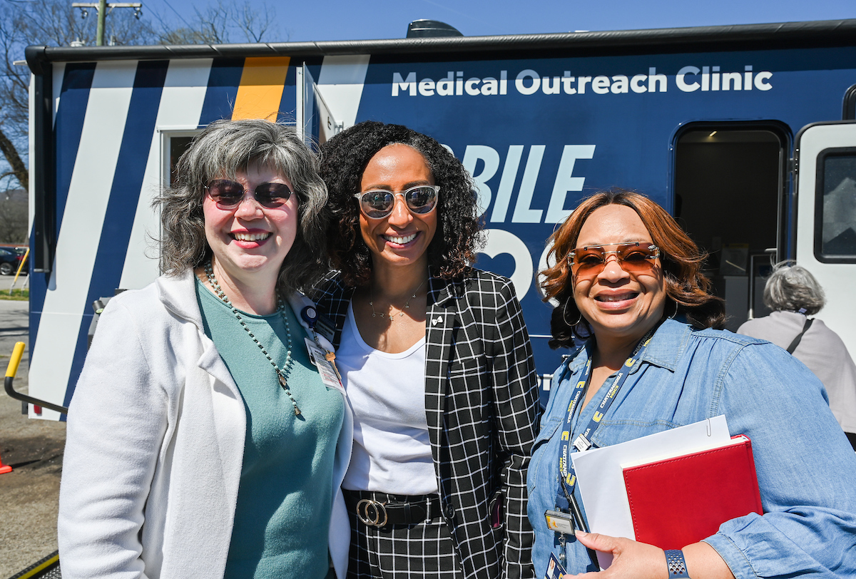 UTC faculty, staff and students, along with elected officials, attend the ribbon cutting for the Mobile Moc clinic Tuesday, Mar. 25, 2025 at the Rhea County Welcome Center.