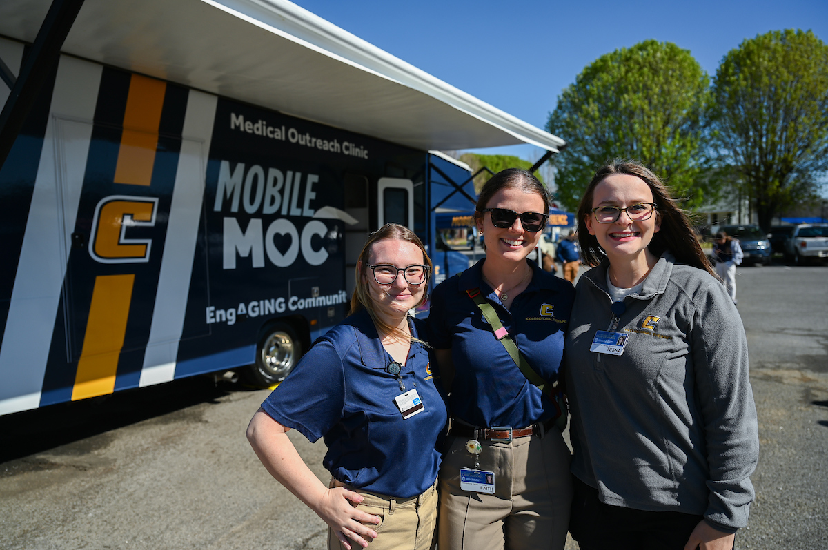 UTC faculty, staff and students, along with elected officials, attend the ribbon cutting for the Mobile Moc clinic Tuesday, Mar. 25, 2025 at the Rhea County Welcome Center.