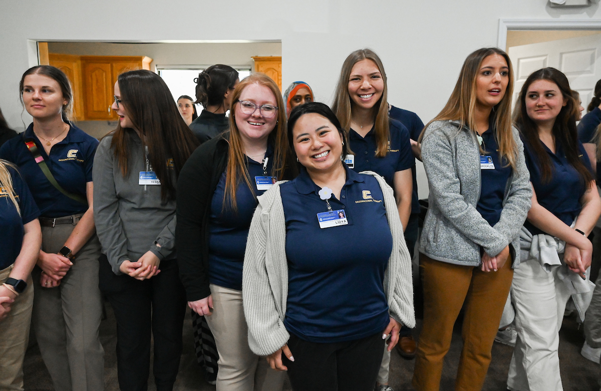 UTC faculty, staff and students, along with elected officials, attend the ribbon cutting for the Mobile Moc clinic Tuesday, Mar. 25, 2025 at the Rhea County Welcome Center.