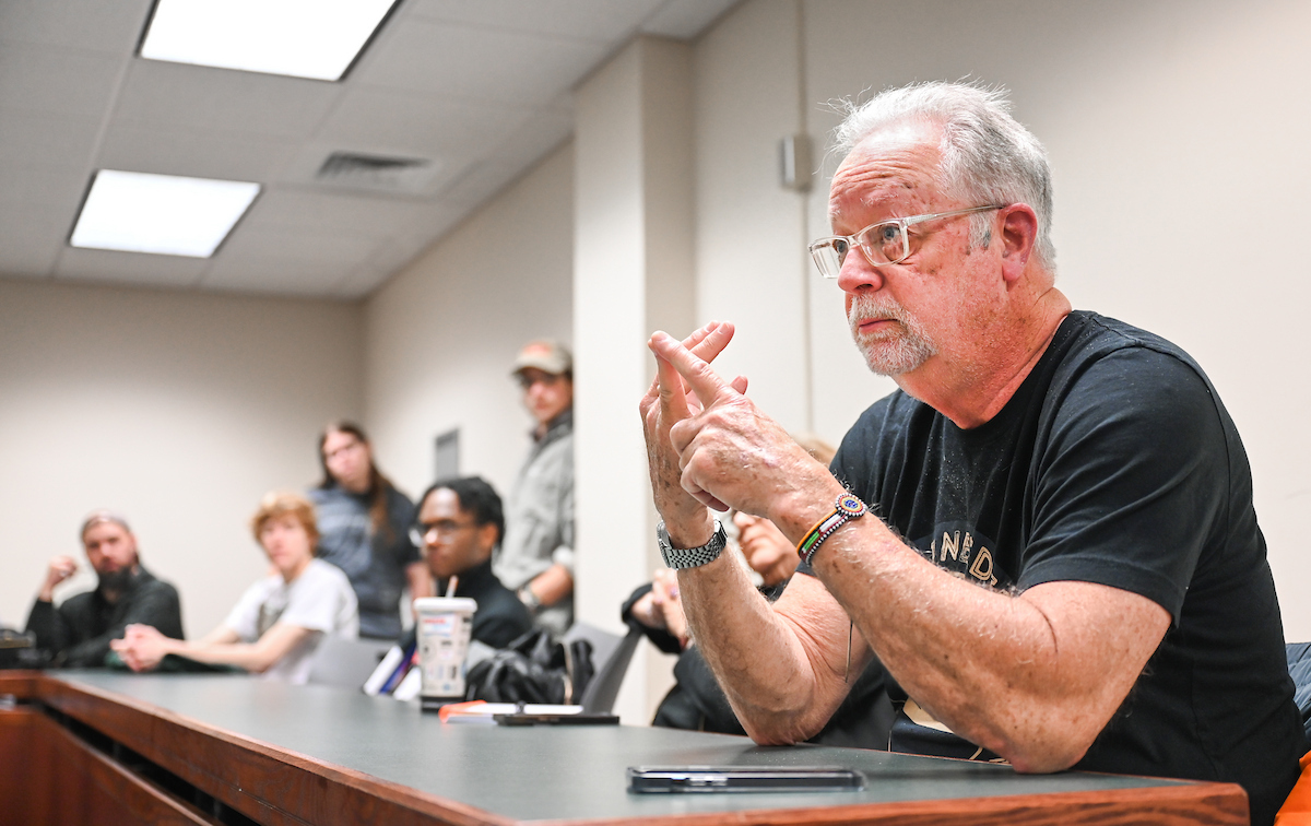 Students and professionals participate in the 10th annual Photo Night Wednesday, Mar. 5, 2025 in the Roland Hayes Auditorium.
