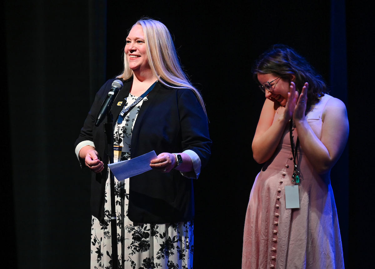 Students and professionals participate in the 10th annual Photo Night Wednesday, Mar. 5, 2025 in the Roland Hayes Auditorium.