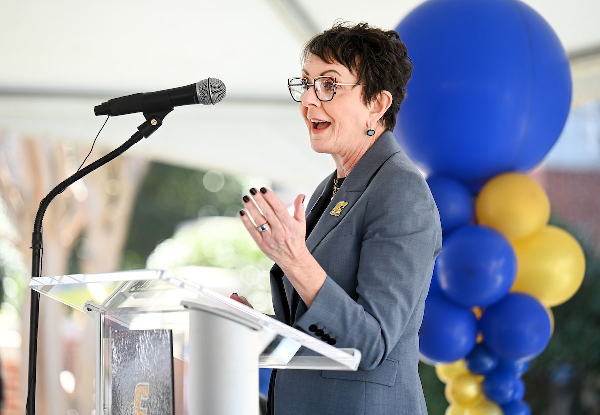 Officials attend a groundbreaking ceremony Monday, Mar. 3, 2025 for the addition to the Gary W. Rollins Business school.