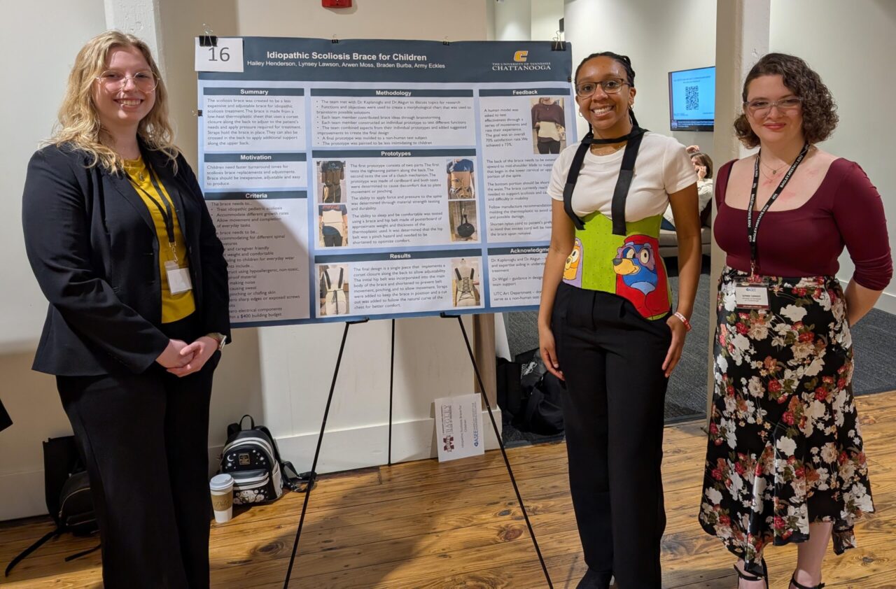 The Idiopathic Scoliosis Brace team (from left): Arwen Moss, Hailey Henderson and Lynsey Lawson (photo courtesy of Dr. Cecelia Wigal).