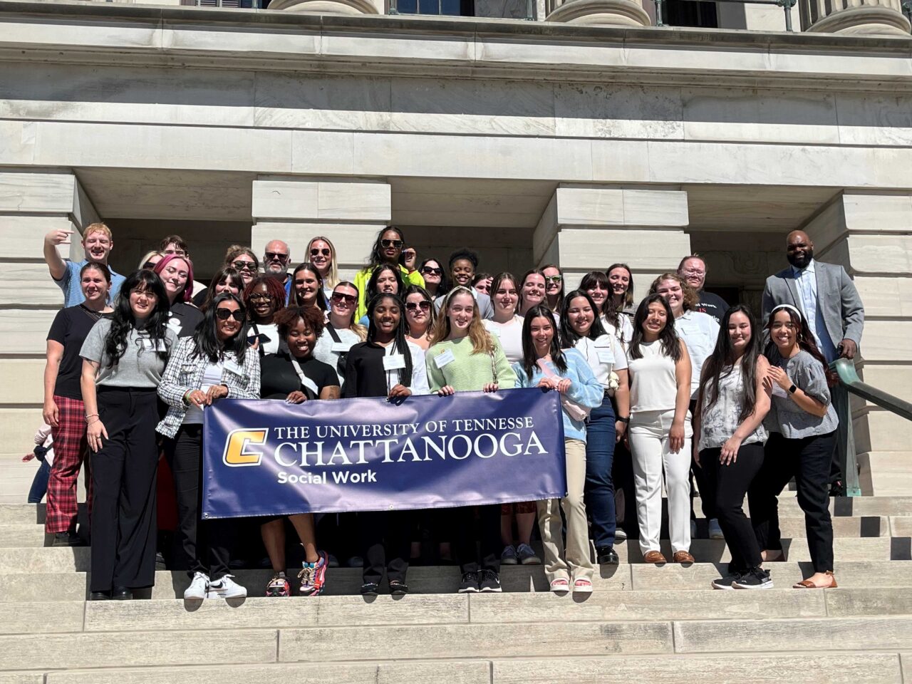 UTC social work students in front of the Capitol Building in Nashville for Social Work Day on the Hill. Photo courtesy of Dr. Bethany Womack.