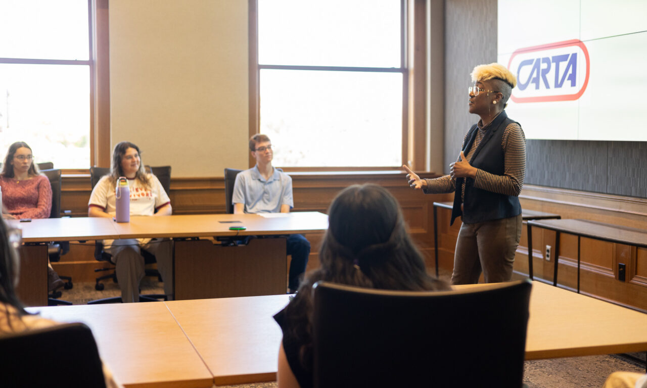 Dr. Chandra Ward gives opening remarks to the group.