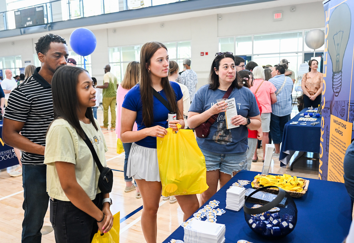 People attend Blue and Gold Preview on Saturday, Apr. 5, 2025 in the ARC.