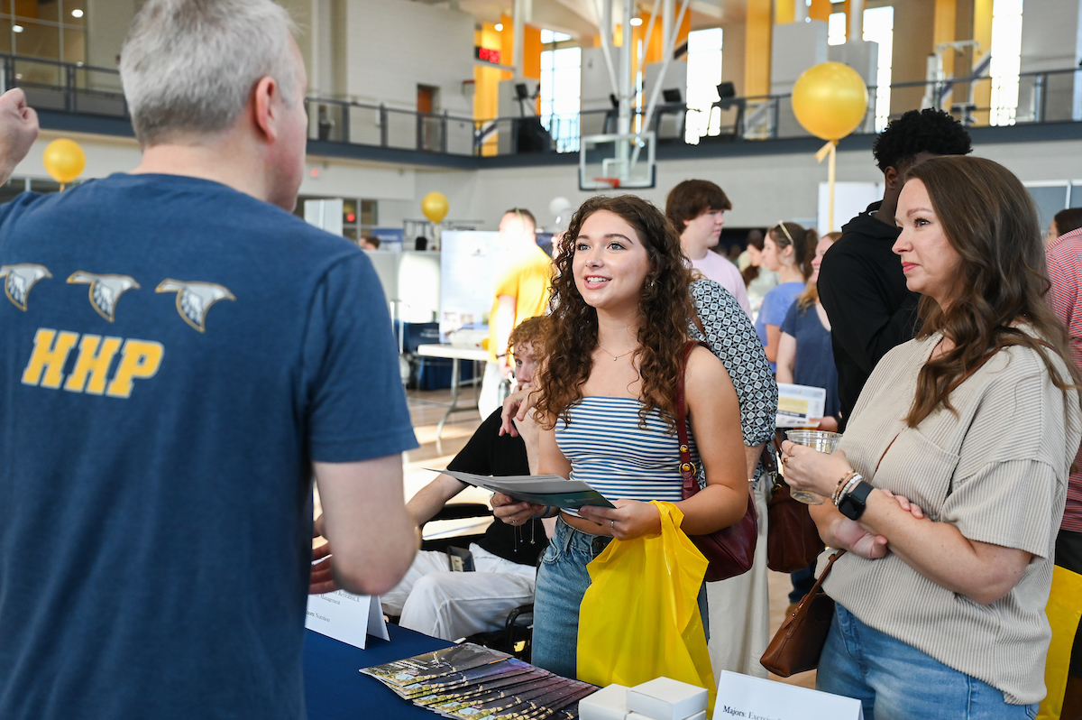People attend Blue and Gold Preview on Saturday, Apr. 5, 2025 in the ARC.