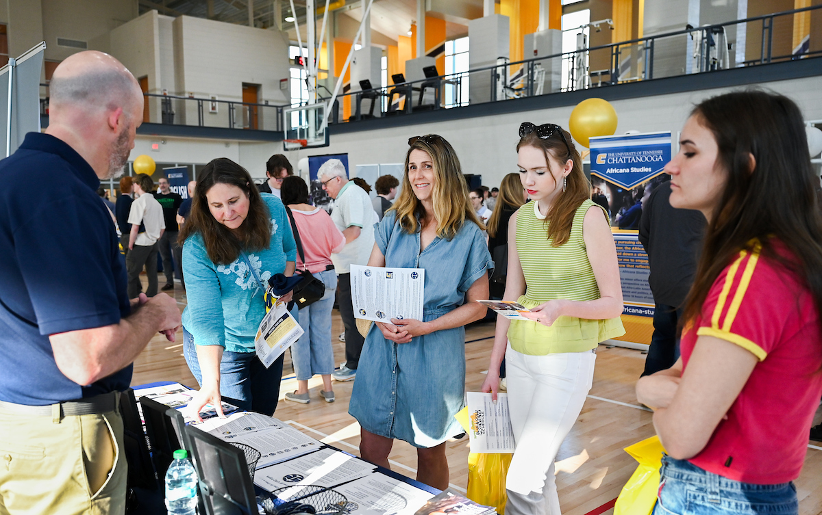 People attend Blue and Gold Preview on Saturday, Apr. 5, 2025 in the ARC.