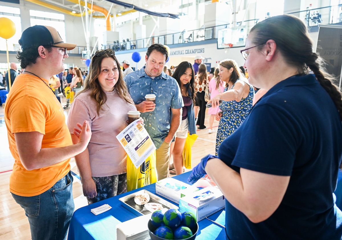 People attend Blue and Gold Preview on Saturday, Apr. 5, 2025 in the ARC.