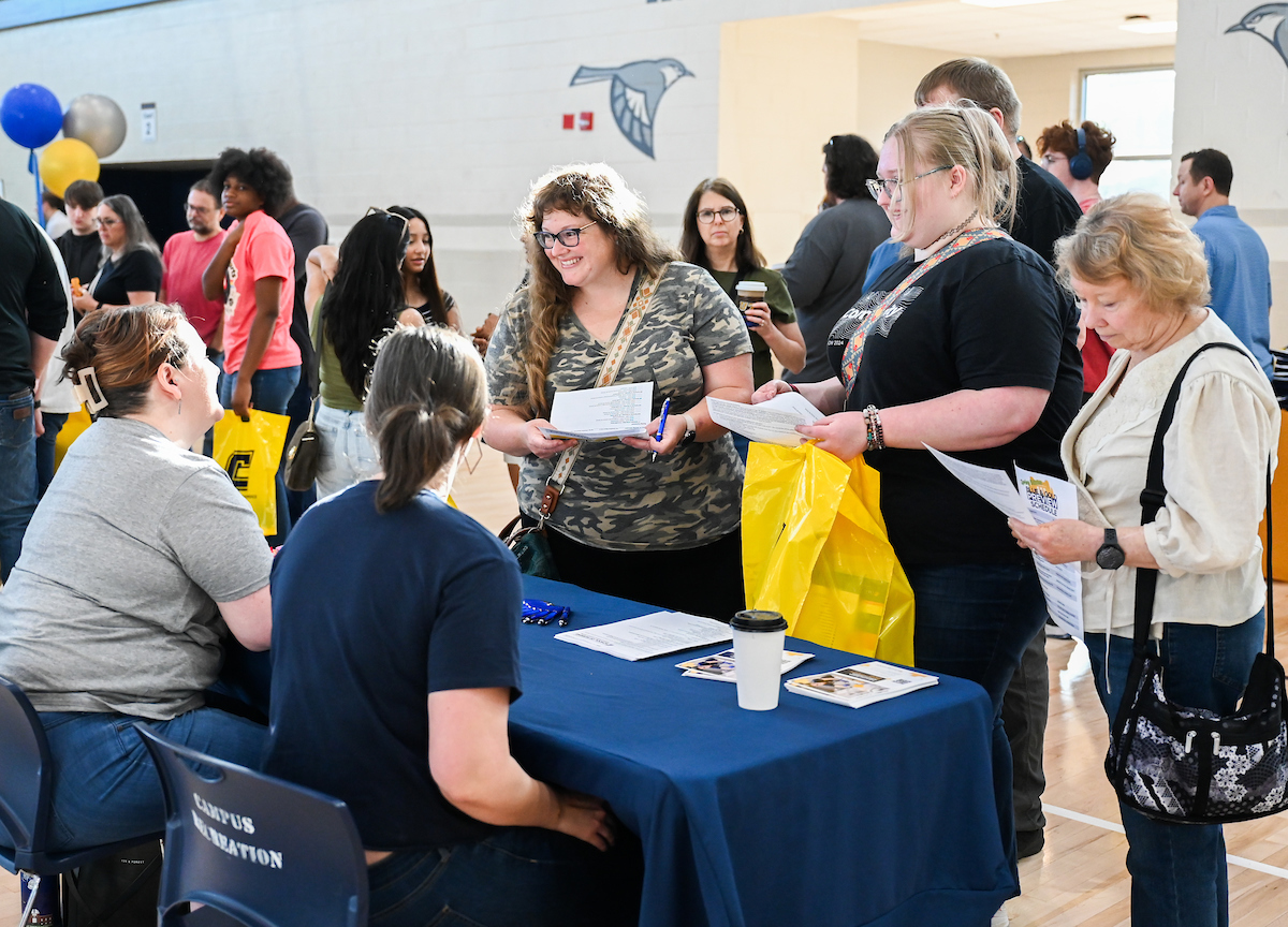 People attend Blue and Gold Preview on Saturday, Apr. 5, 2025 in the ARC.