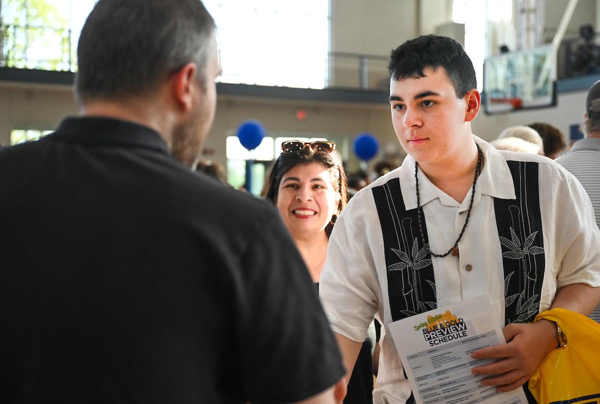 People attend Blue and Gold Preview on Saturday, Apr. 5, 2025 in the ARC.