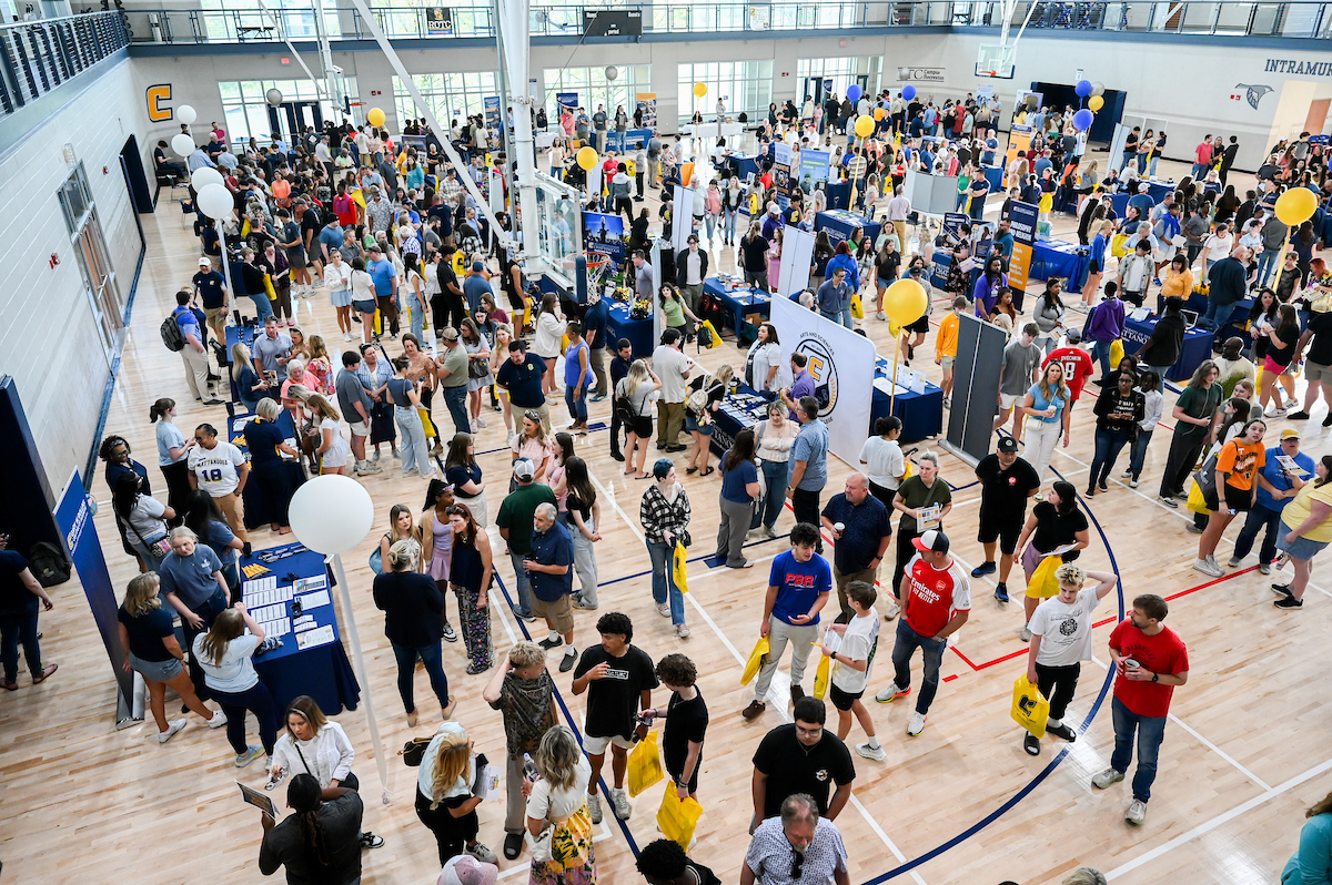 People attend Blue and Gold Preview on Saturday, Apr. 5, 2025 in the ARC.