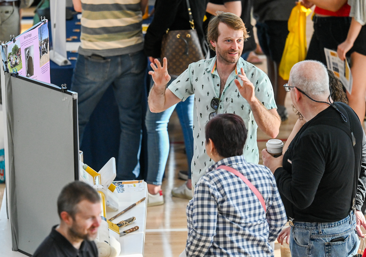 People attend Blue and Gold Preview on Saturday, Apr. 5, 2025 in the ARC.