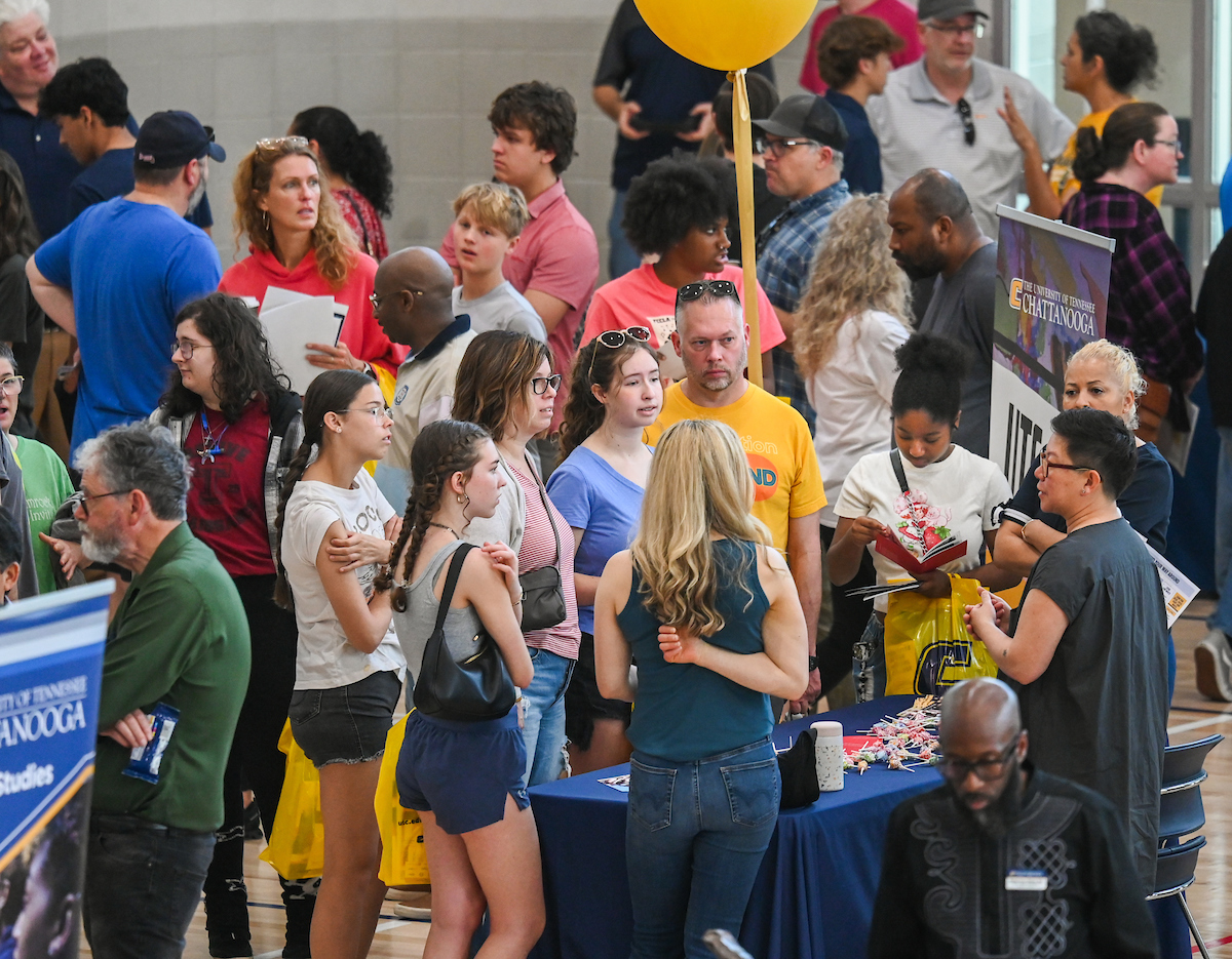 People attend Blue and Gold Preview on Saturday, Apr. 5, 2025 in the ARC.