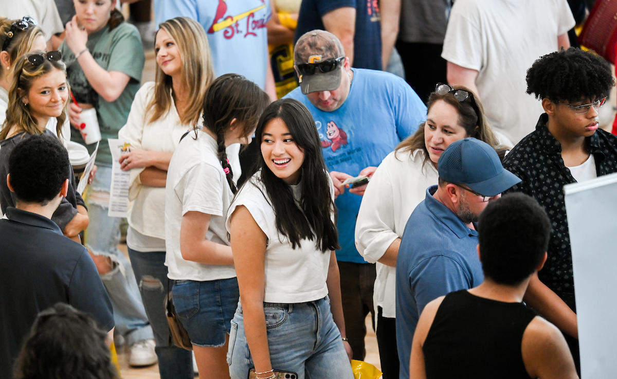 People attend Blue and Gold Preview on Saturday, Apr. 5, 2025 in the ARC.