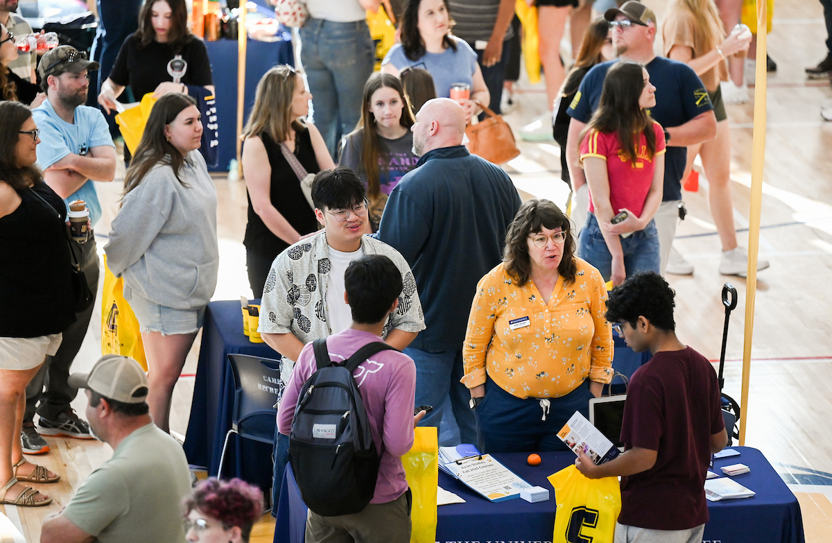 People attend Blue and Gold Preview on Saturday, Apr. 5, 2025 in the ARC.