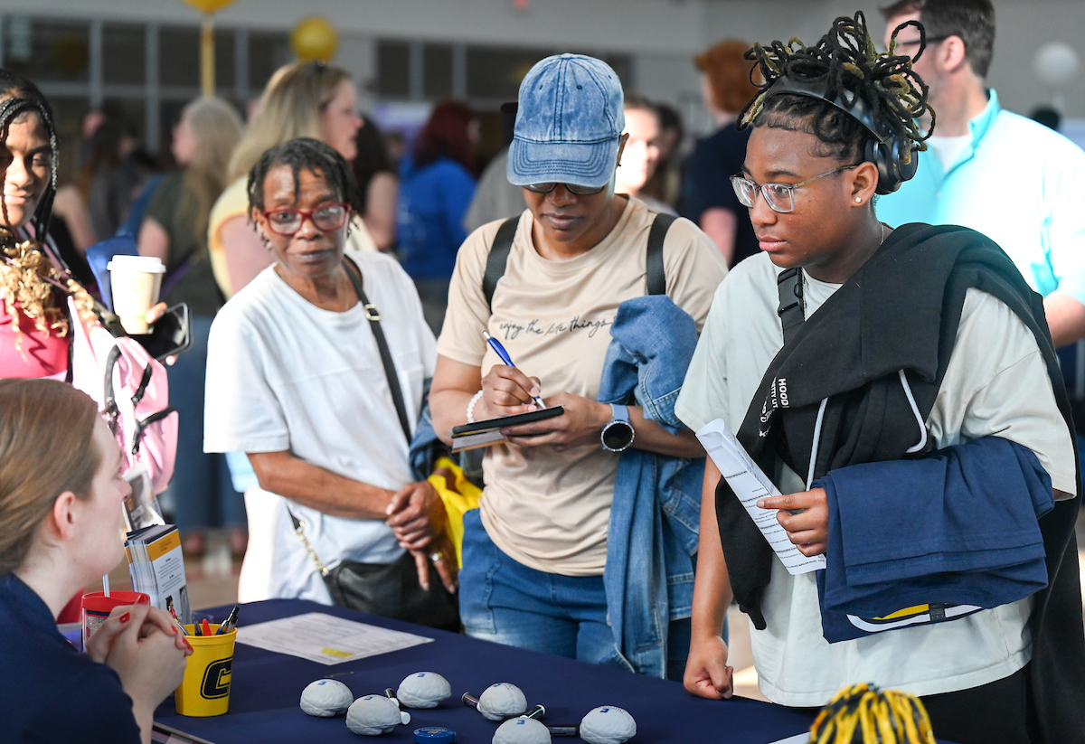 People attend Blue and Gold Preview on Saturday, Apr. 5, 2025 in the ARC.
