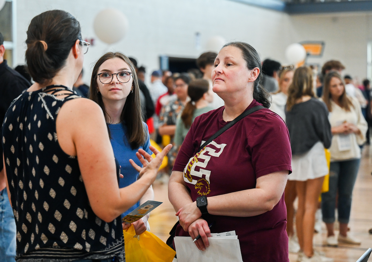 People attend Blue and Gold Preview on Saturday, Apr. 5, 2025 in the ARC.
