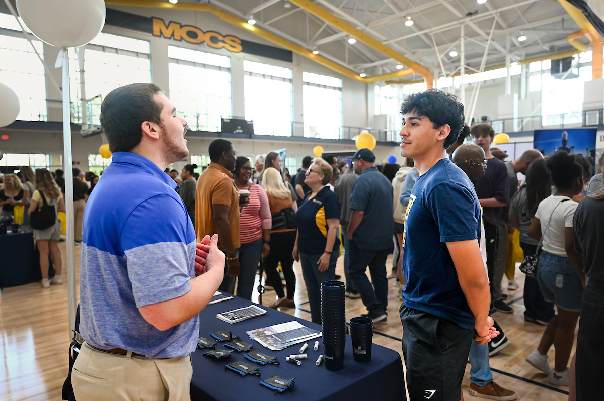 People attend Blue and Gold Preview on Saturday, Apr. 5, 2025 in the ARC.
