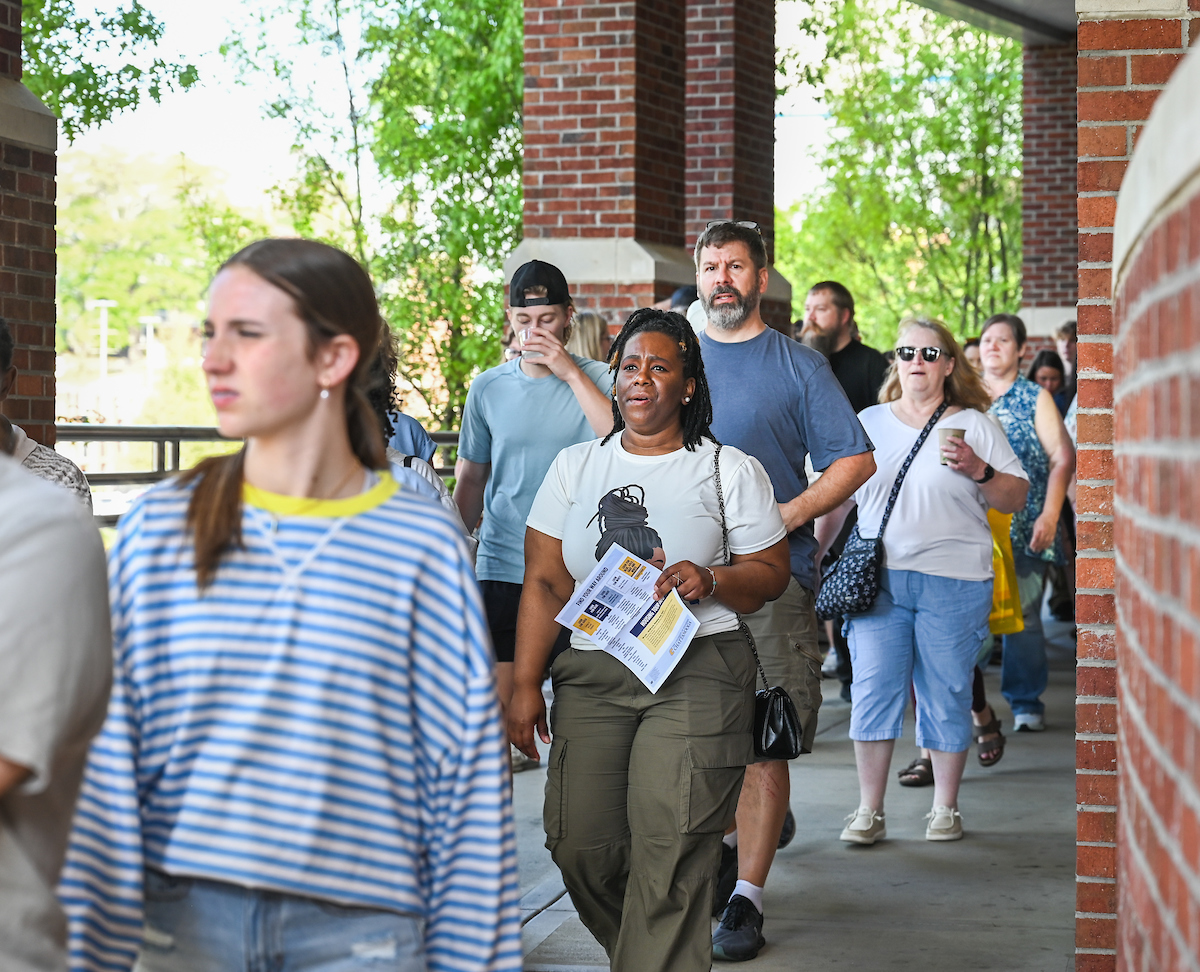 People attend Blue and Gold Preview on Saturday, Apr. 5, 2025 in the ARC.