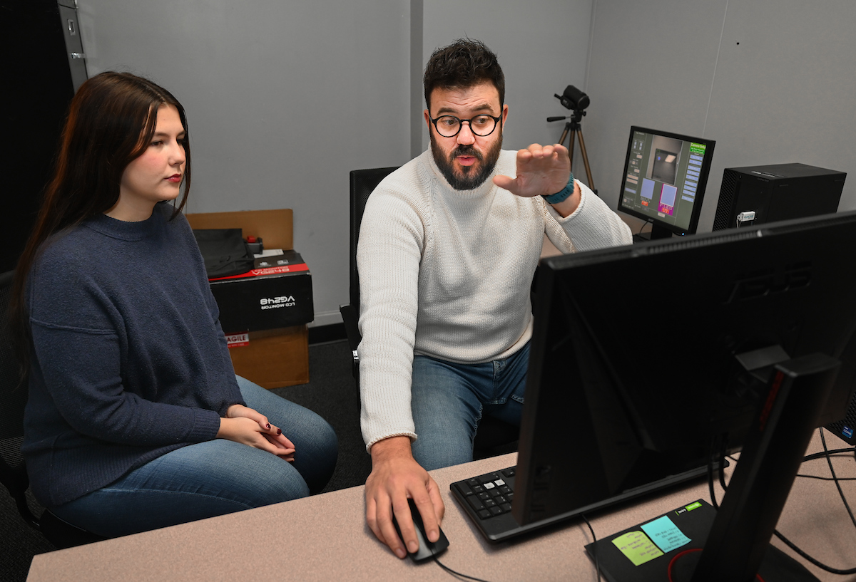 Bailee Smith and Dr. Brett Eschman, the director of UTC’s Visual Memory and Attention Development Lab. Eschman has served as Smith's advisor during her master's pursuit.
